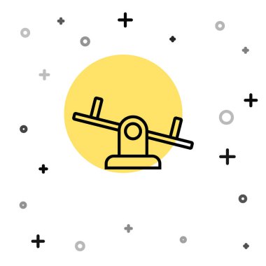 Siyah çizgi Tahterevalli simgesi beyaz arkaplanda izole edildi. Tahterevalli eşit yönetim kurulu. Oyun alanı sembolü. Rastgele dinamik şekiller. Vektör