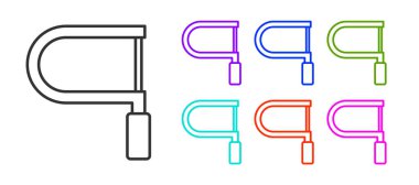 Siyah Hacksaw simgesi beyaz arkaplanda izole edildi. Tahta ve metal testeresi. Simgeleri renklendirin. Vektör