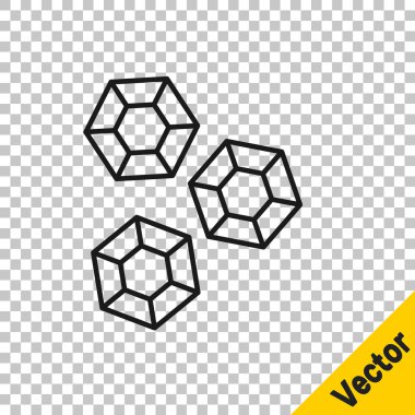 Siyah çizgi taşı simgesi şeffaf arkaplanda izole edildi. Mücevher sembolü. Elmas. Vektör
