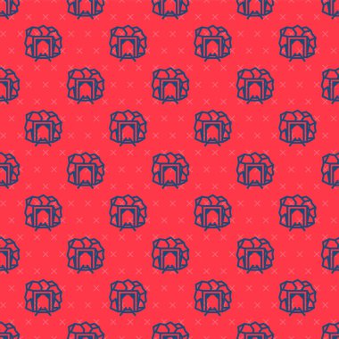 Mavi çizgi Mayın giriş simgesi kırmızı arka planda izole edilmiş. Vektör