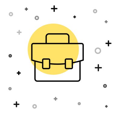 Beyaz arkaplanda siyah çizgi evrak çantası simgesi izole edildi. İş ilanı. İş portföyü. Rastgele dinamik şekiller. Vektör