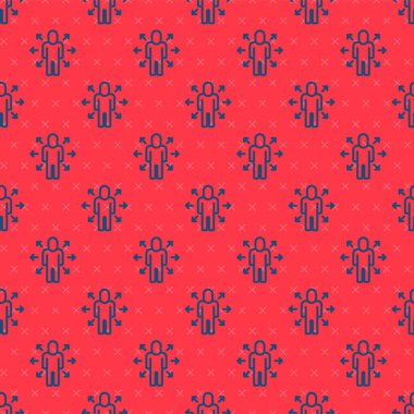 Mavi çizgi Çoklu Görev Yöneticisi kırmızı arkaplanda izole edilmiş bir simge üzerinde çalışıyor. Vektör