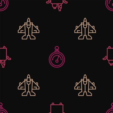 Tramvay hattını yiyecek, savaş uçağı ve barometreye ayarlayın. Vektör