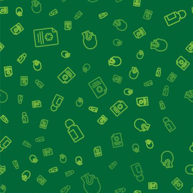 Sıra sıra klinik rekoru, göz damlası şişesi ve pürüzsüz boğaz ağrısı. Vektör