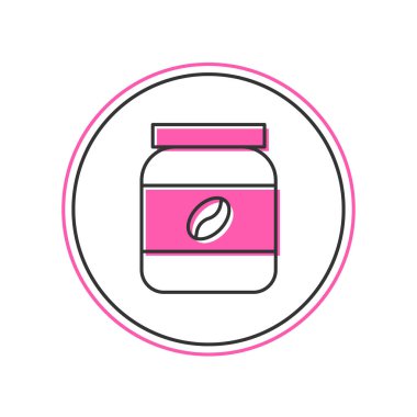 Filled outline Coffee jar bottle icon isolated on white background.  Vector