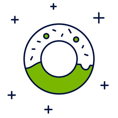 Beyaz arka planda izole edilmiş tatlı jöleli donut. Vektör