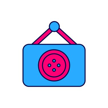 Doldurulmuş ana hatlı Terzi dükkânı simgesi beyaz arkaplanda izole edilmiş. Vektör