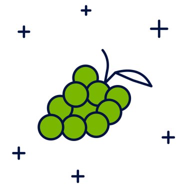 Doldurulmuş Üzüm Meyvesi simgesi beyaz arkaplanda izole edilmiş. Vektör