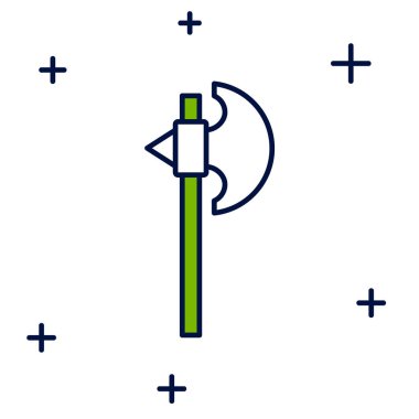 Doldurulmuş orta çağ balta simgesi beyaz arkaplanda izole edildi. Savaş baltası, cellat baltası. Ortaçağ silahı. Vektör