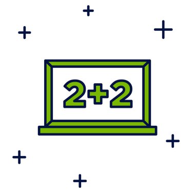 Beyaz arkaplanda izole edilmiş ana hatlı yazı tahtası simgesi. Okul karatahtası. Vektör