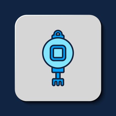 Filled outline Chinese paper lantern icon isolated on blue background.  Vector