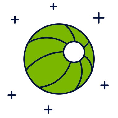 Doldurulmuş plaj topu ikonu beyaz arka planda izole edilmiş. Çocuk oyuncağı. Vektör