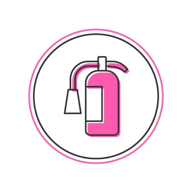 Beyaz arka planda izole edilmiş ana hatlı yangın söndürme ikonu. Vektör