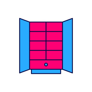 Doldurulmuş Gardırop simgesi beyaz arkaplanda izole edildi. Dolap tabelası. Vektör