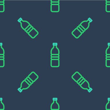 Bir şişe su ikonu mavi arka planda izole edilmiş. Soda su içme tabelası. Vektör