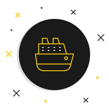 Line Cruise gemisi simgesi beyaz arkaplanda izole edildi. Seyahat turizmi deniz taşımacılığı. Yolcu gemisi, yolcu gemisi. Dünya çapında bir gezi. Renkli taslak konsepti. Vektör