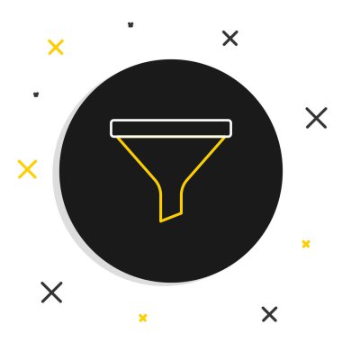 Beyaz arkaplanda çizgi hunisi veya filtre simgesi izole edildi. Renkli taslak konsepti. Vektör