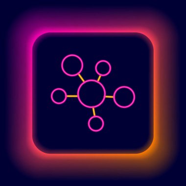 Glowing neon line Mind map infographic icon isolated on black background. Colorful outline concept. Vector
