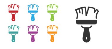 Beyaz arkaplanda siyah tıraş fırçası simgesi izole edildi. Berber dükkanı sembolü. Simgeleri renklendirin. Vektör.