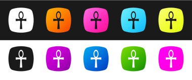 Siyah ve beyaz arkaplanda Cross ankh simgesini ayır. Mısır dilinde yaşam ya da ölümsüzlüğün sembolü. Vektör