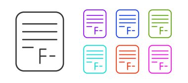 Beyaz arkaplanda izole edilmiş, yanlış cevapları içeren siyah satır sınav kağıdı. Test sonuçlarının kötü notu. Simgeleri renklendirin. Vektör.