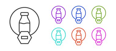 Beyaz arkaplanda izole edilmiş siyah çizgi laktoz serbest ikonu. Simgeleri renklendirin. Vektör