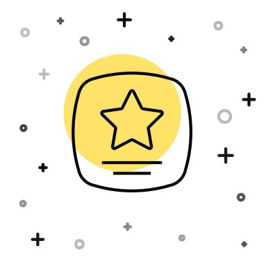 Şöhretler Bulvarı ikonu 'nun siyah çizgi yürüyüşü beyaz arka planda izole edilmiş. Hollywood, ünlü kaldırım, bulvar aktörü. Rastgele dinamik şekiller. Vektör