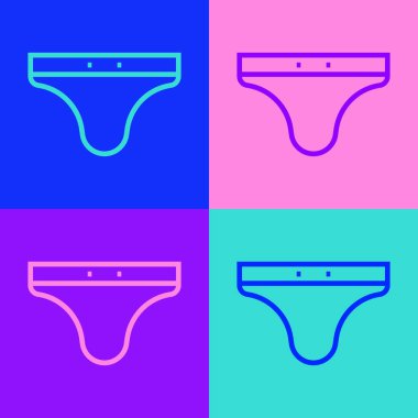 Pop sanat çizgisi yüzme şortu ikonu renk arkaplanında izole edildi. Vektör