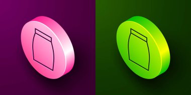Isometric line Skirt icon isolated on purple and green background. Circle button. Vector
