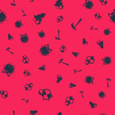 Yangın koruma kalkanı, yanan orman ağacı, kamyonet ve itfaiyeci baltasını kusursuz bir şekilde yerleştirin. Vektör