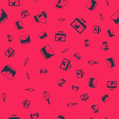 Toz üfleyiciyi, kamera film rulo kartuşunu, fotoğraf çerçevesini ayarlayın ve kusursuz desen üzerinde rötuş yapın. Vektör