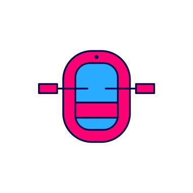 Filled outline Rafting boat icon isolated on white background. Inflatable boat with paddles. Water sports, extreme sports, holiday, vacation.  Vector