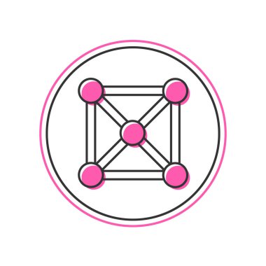 Doldurulmuş ana hat engelleme teknolojisi simgesi beyaz arkaplanda izole edildi. Kripto para birimi verileri. Soyut geometrik blok zincir ağ teknolojisi işi. Vektör