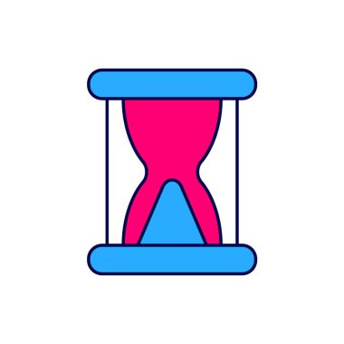 Beyaz arka planda izole edilmiş eski kum saati simgesiyle doldurulmuş. Kum saati işareti. İş ve zaman yönetimi kavramı. Vektör