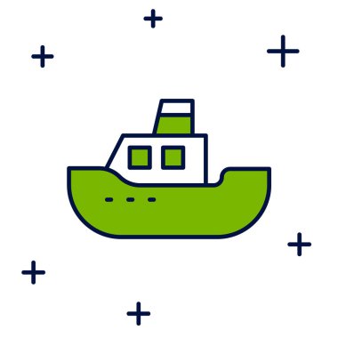 Doldurulmuş oyuncak tekne simgesi beyaz arkaplanda izole edildi. Vektör