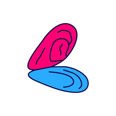 Filled outline Mussel icon isolated on white background. Fresh delicious seafood.  Vector