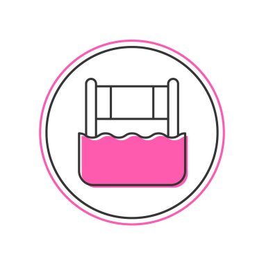 Filled outline Water volleyball net icon isolated on white background.  Vector