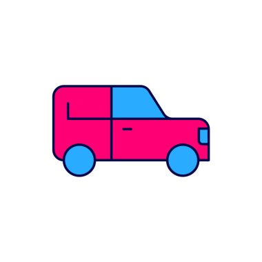 Doldurulmuş ana hatlı araç simgesi beyaz arkaplanda izole edildi. Vektör