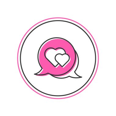 Beyaz arkaplanda izole edilmiş konuşma baloncuğu ikonu ile Heart 'ın ana hatları dolduruldu. Sevgililer günün kutlu olsun. Vektör