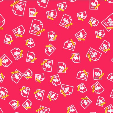 Satır Finans belgesi simgesi kırmızı arkaplanda izole edildi. Fatura ya da fatura konsepti için kağıt banka belgesi. Vektör