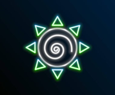 Parlayan neon çizgi simgesi siyah arkaplanda izole edildi. Renkli taslak konsepti. Vektör