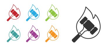 Black Auction hammer icon isolated on white background. Gavel - hammer of judge or auctioneer. Bidding process, deal done. Auction bidding. Set icons colorful. Vector