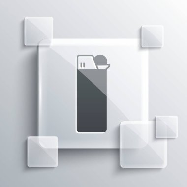 Gri arkaplanda gri ışıklı simge izole edildi. Kare cam paneller. Vektör