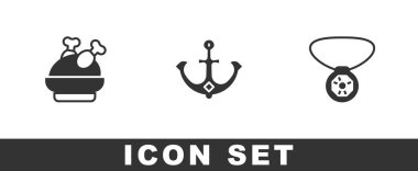 Kızarmış hindi ya da tavuk, Anchor ve Gerdanlığı mücevher ikonuyla birlikte hazırla. Vektör