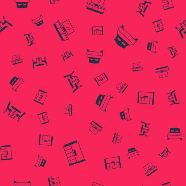 Gardırobu, TV masasını, sandalyeli masayı ve büyük yatağı kusursuz bir şekilde ayarla. Vektör