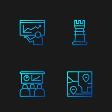 Katlanmış haritayı konum, eğitim, sunum ve iş stratejisine göre ayarla. Renk simgeleri. Vektör