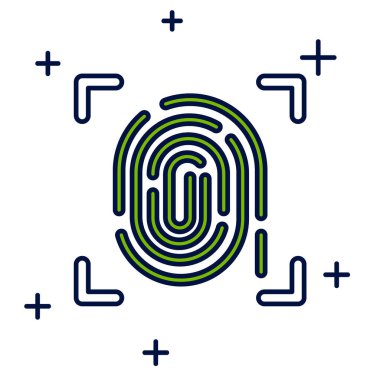 Doldurulmuş ana iz simgesi beyaz arkaplanda izole edildi. Kimlik uygulaması simgesi. Kimlik işareti. Kimliğe dokun. Vektör