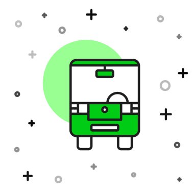 Doldurulmuş Otobüs simgesi beyaz arkaplanda izole edildi. Ulaşım konsepti. Otobüs turu tabelası. Turizm ya da kamu aracı sembolü. Vektör