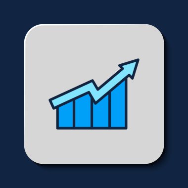 Filled outline Financial growth increase icon isolated on blue background. Increasing revenue.  Vector