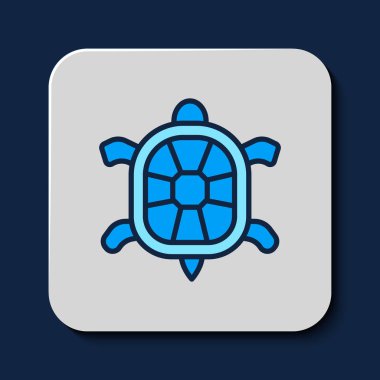 Doldurulmuş Kaplumbağa simgesi mavi arkaplanda izole edildi. Vektör